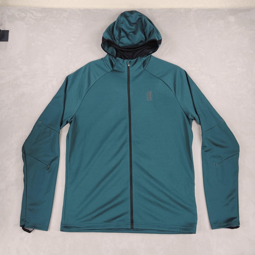 On Jacket Mens Medium Green Climate Zip Hoodie Full Zip Running Athletic